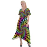 3d Grateful Dead 90 s Neon Dancing Bears Cross Front Sharkbite Hem Maxi Dress