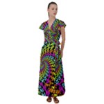 3d Grateful Dead 90 s Neon Dancing Bears Flutter Sleeve Maxi Dress