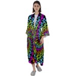 3d Grateful Dead 90 s Neon Dancing Bears Maxi Satin Kimono