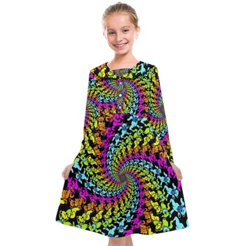 3d Grateful Dead 90 s Neon Dancing Bears Kids  Midi Sailor Dress from ArtsNow.com