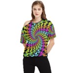 3d Grateful Dead 90 s Neon Dancing Bears One Shoulder Cut Out T-Shirt