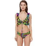 3d Grateful Dead 90 s Neon Dancing Bears Low Cut Ruffle Edge Bikini Set