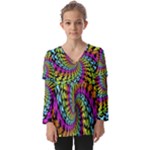 3d Grateful Dead 90 s Neon Dancing Bears Kids  V Neck Casual Top