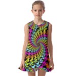 3d Grateful Dead 90 s Neon Dancing Bears Kids  Pilgrim Collar Ruffle Hem Dress