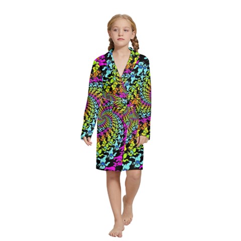 3d Grateful Dead 90 s Neon Dancing Bears Kids  Long Sleeve Velvet Lounge Robe from ArtsNow.com