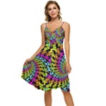 3d Grateful Dead 90 s Neon Dancing Bears Sleeveless Tie Front Chiffon Dress