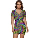 3d Grateful Dead 90 s Neon Dancing Bears Low Cut Cap Sleeve Mini Dress