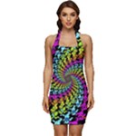 3d Grateful Dead 90 s Neon Dancing Bears Sleeveless Wide Square Neckline Ruched Bodycon Dress