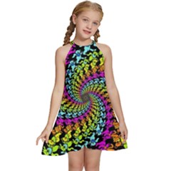 Kids  Halter Collar Waist Tie Chiffon Dress 