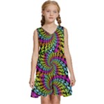 3d Grateful Dead 90 s Neon Dancing Bears Kids  Sleeveless Tiered Mini Dress