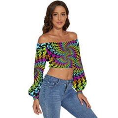 Long Sleeve Crinkled Weave Crop Top 