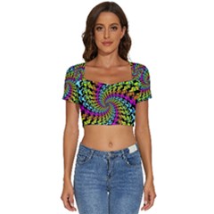 Short Sleeve Square Neckline Crop Top  