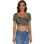 3d Grateful Dead 90 s Neon Dancing Bears Short Sleeve Square Neckline Crop Top 