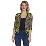 3d Grateful Dead 90 s Neon Dancing Bears Women s Draped Front 3/4 Sleeve Shawl Collar Jacket