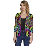 3d Grateful Dead 90 s Neon Dancing Bears Women s One-Button 3/4 Sleeve Short Jacket