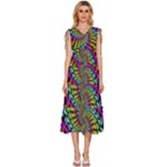 3d Grateful Dead 90 s Neon Dancing Bears V-Neck Drawstring Shoulder Sleeveless Maxi Dress