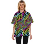 3d Grateful Dead 90 s Neon Dancing Bears Women s Batwing Button Up Shirt