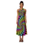 3d Grateful Dead 90 s Neon Dancing Bears Sleeveless Cross Front Cocktail Midi Chiffon Dress