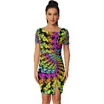 3d Grateful Dead 90 s Neon Dancing Bears Fitted Knot Split End Bodycon Dress