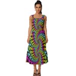 3d Grateful Dead 90 s Neon Dancing Bears Square Neckline Tiered Midi Dress