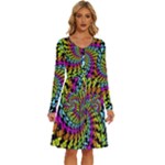 3d Grateful Dead 90 s Neon Dancing Bears Long Sleeve Dress With Pocket