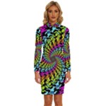 3d Grateful Dead 90 s Neon Dancing Bears Long Sleeve Shirt Collar Bodycon Dress