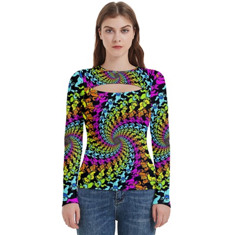 3d Grateful Dead 90 s Neon Dancing Bears Women s Cut Out Long Sleeve T