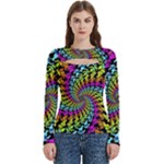 3d Grateful Dead 90 s Neon Dancing Bears Women s Cut Out Long Sleeve T-Shirt