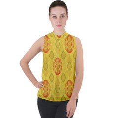 Mock Neck Chiffon Sleeveless Top 