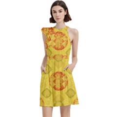 Cocktail Party Halter Sleeveless Dress With Pockets 