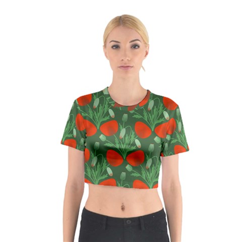 Poppy Fierce Wolf Poppies Bud Cotton Crop Top from ArtsNow.com