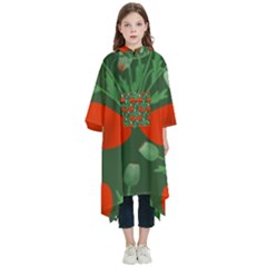 Poppy Fierce Wolf Poppies Bud Kids  Hooded Rain Ponchos from ArtsNow.com