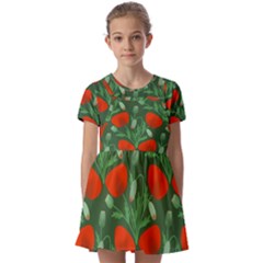 Kids  Short Sleeve Pinafore Style Dress 