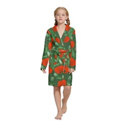 Poppy Fierce Wolf Poppies Bud Kids  Long Sleeve Velvet Lounge Robe from ArtsNow.com