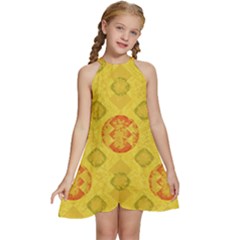 Kids  Halter Collar Waist Tie Chiffon Dress 