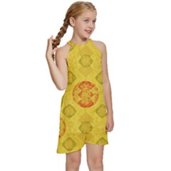 Kids  Halter Collar Waist Tie Chiffon Dress 