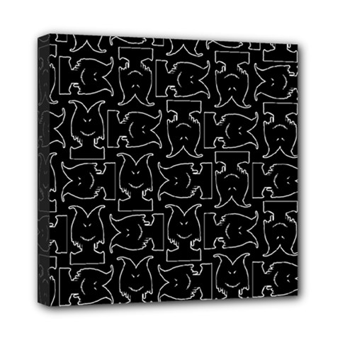 Enigmatic Demon Black and White Pattern Mini Canvas 8  x 8  (Stretched) from ArtsNow.com