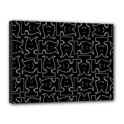 Enigmatic Demon Black and White Pattern Canvas 16  x 12  (Stretched) from ArtsNow.com