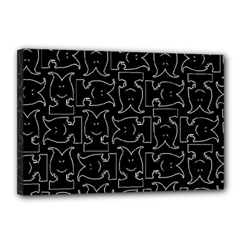 Enigmatic Demon Black and White Pattern Canvas 18  x 12  (Stretched) from ArtsNow.com