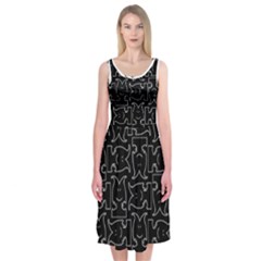 Enigmatic Demon Black and White Pattern Midi Sleeveless Dress from ArtsNow.com