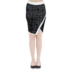 Enigmatic Demon Black and White Pattern Midi Wrap Pencil Skirt from ArtsNow.com