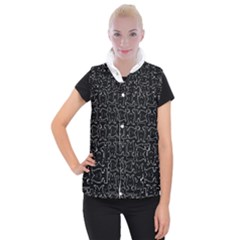 Enigmatic Demon Black and White Pattern Women s Button Up Vest from ArtsNow.com