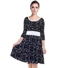 Quarter Sleeve Waist Band Dress 