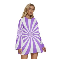 Round Neck Long Sleeve Bohemian Style Chiffon Mini Dress 