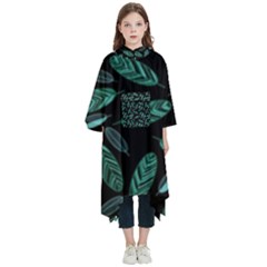 Leaves Pattern Abstract Blade Kids  Hooded Rain Ponchos from ArtsNow.com