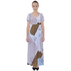 High Waist Short Sleeve Maxi Dress 