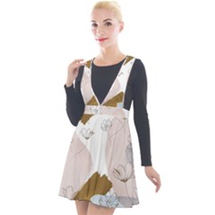 Plunge Pinafore Velour Dress 