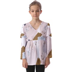 Kids  V Neck Casual Top 