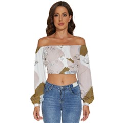 Long Sleeve Crinkled Weave Crop Top 