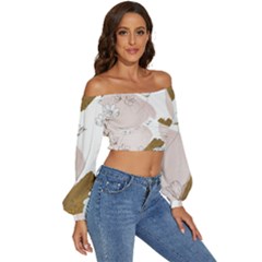 Long Sleeve Crinkled Weave Crop Top 